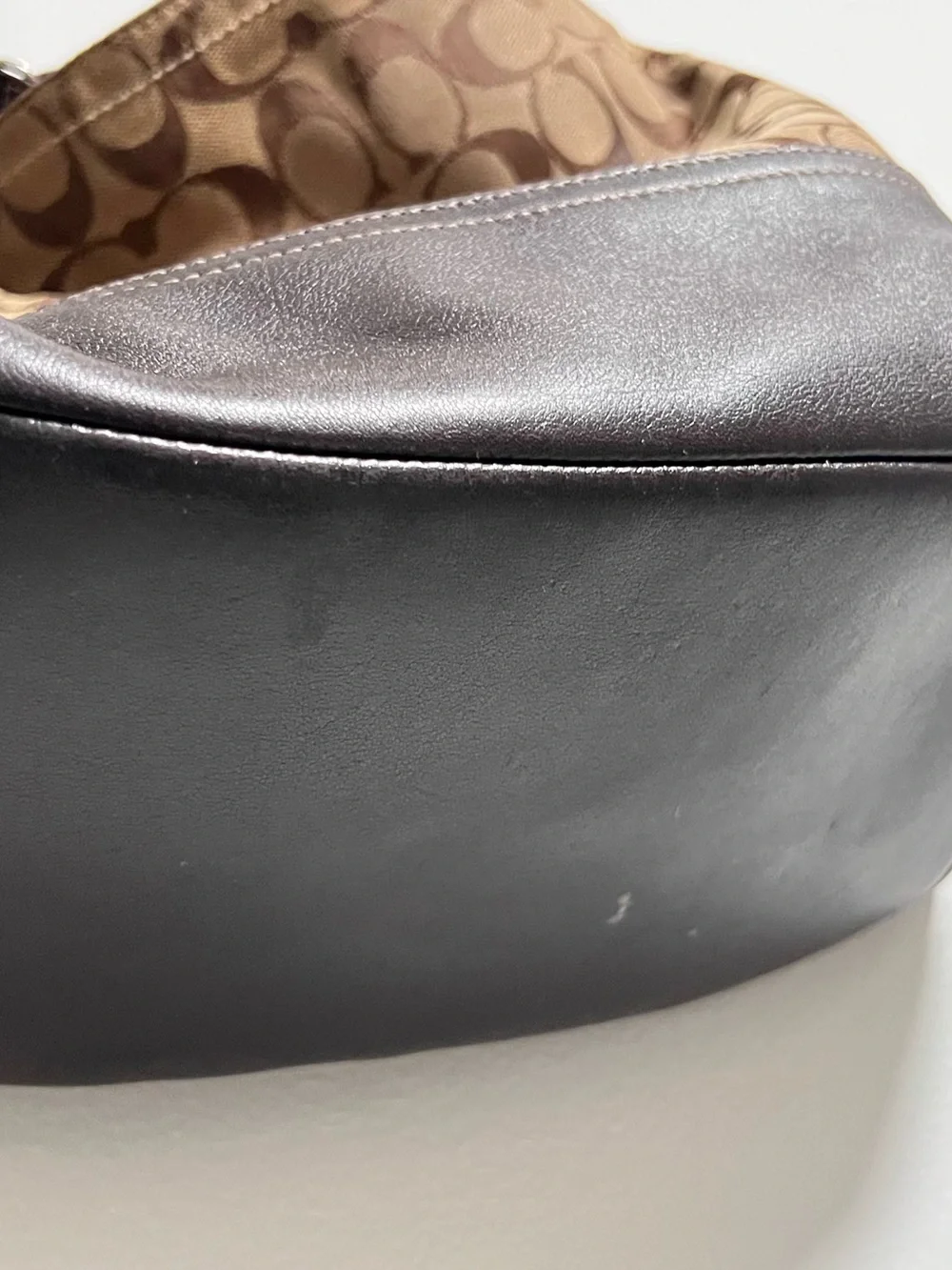 Coach Brown Signature Canvas and Dark Brown Leather Hobo